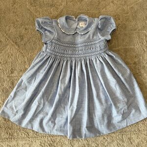 Rachel Riley Light Blue Smocked Dress